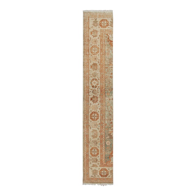 Rug & Kilim’s Sultanabad Style Runner in Blue With Orange Floral Pattern For Sale