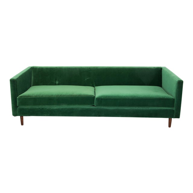 MidCentury Emerald Green Velvet Sofa Chairish