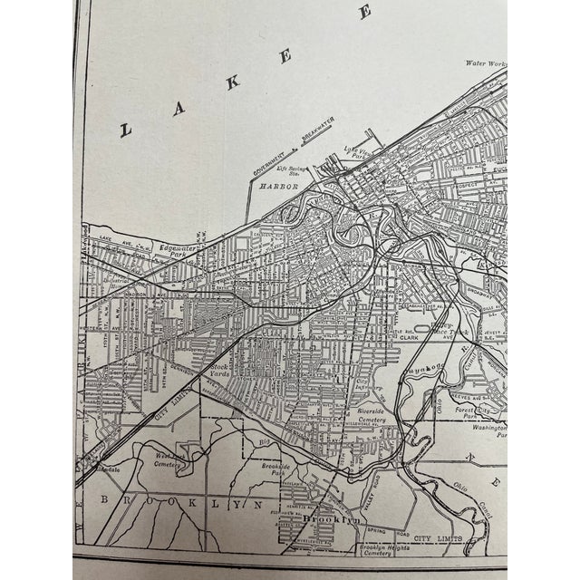 American Antique 1920s Cleveland Ohio City Map For Sale - Image 3 of 5