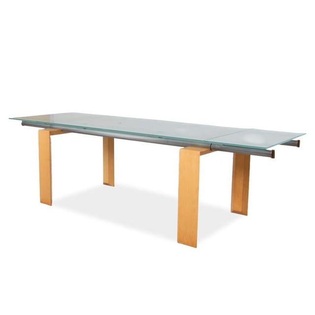 Wooden Stilt Dining Table with Glass from Desalto For Sale - Image 5 of 14