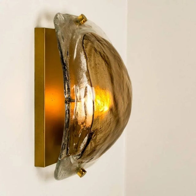 Glass Brass and Brown Glass Hand Blown Murano Glass Wall Lights by J. T. Kalmar for Kalmar, 1960s, Set of 2 For Sale - Image 7 of 14