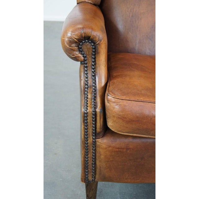 Large Wing Chair in Sheep Leather For Sale - Image 9 of 14