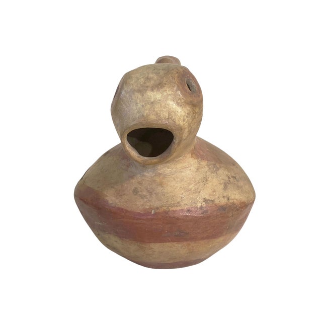 Old Pre-Columbian Style Inca Culture Clay Vessel Bird With Stirrup Spout Jar 6.5" H For Sale In New York - Image 6 of 8