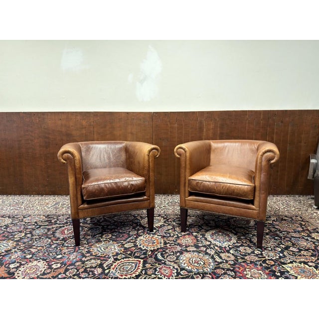 Laura Ashley Club Chairs in Sheep Leather, Set of 2 For Sale - Image 12 of 12