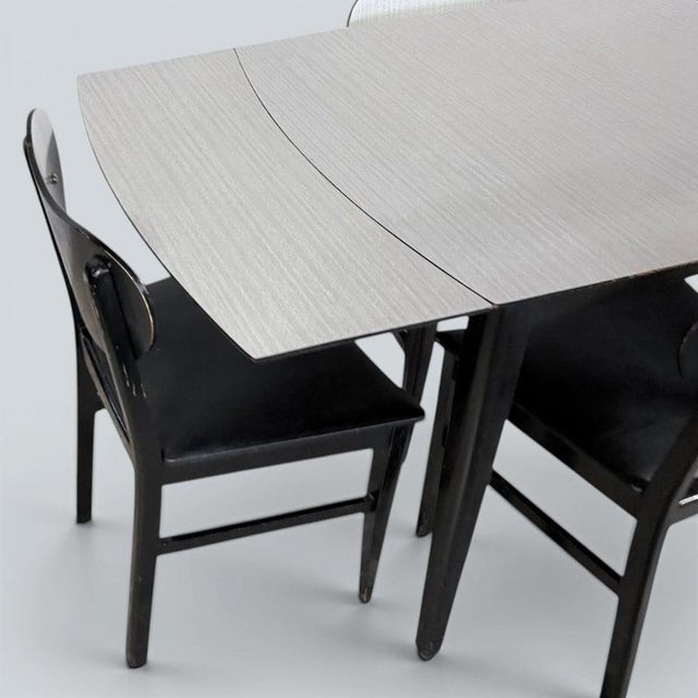 Mid-Century Space Age Monochrome Formica Drop Leaf Extending Dining Table and Chairs, 1960s For Sale - Image 7 of 11