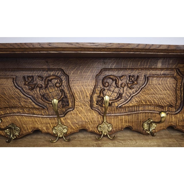 Vintage French Coat Rack in Oak For Sale - Image 4 of 10