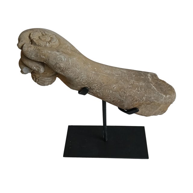 Tan Reclaimed Khmer Sculpture Fragment, Early 20th Century For Sale - Image 8 of 17