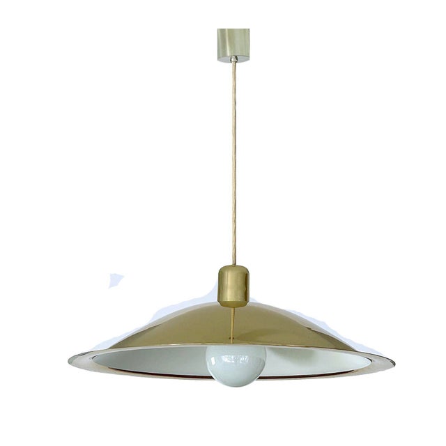 Mid-Century Modern Large Scandinavian Pendant Light in Brass For Sale - Image 3 of 18