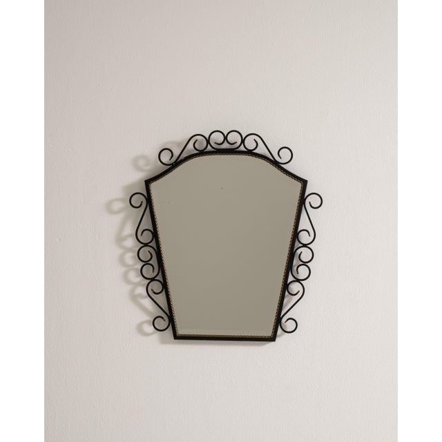 Wrought Iron Wall Mirror, Antique, France, Circa 1930 For Sale