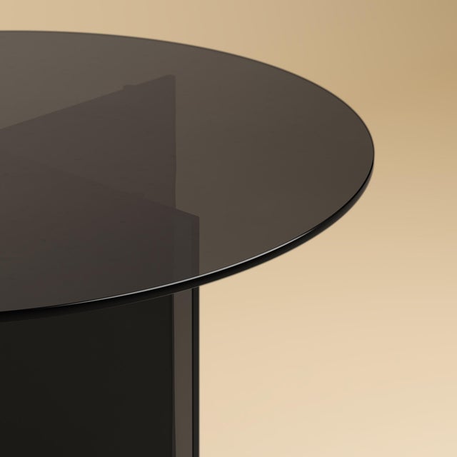Contemporary Round Smoked Glass Dining Table by Lebanto For Sale - Image 3 of 4