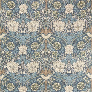 Morris & Co Honeysuckle & Tulip Fabric in Woad/Thyme For Sale