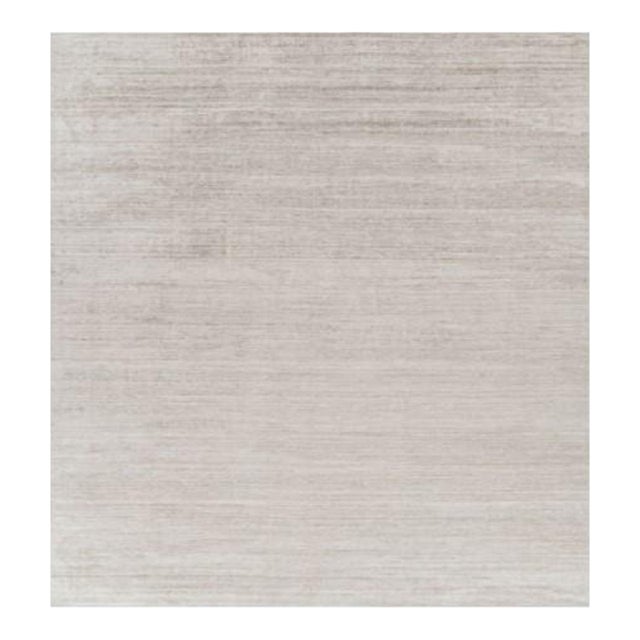 Rug & Kilim’s Oversized Textural Rug in Solid Taupe and White Tones and Striae - 13x14 For Sale