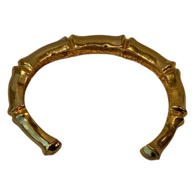 Wonderful Vintage 1960's Mirror Gold Tone Bamboo Chunky Cuff Bracelet measures approx. 7 inches Around the outside...