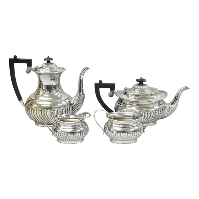 Antique English Sheffield B. Altman Art Deco Silver Plated Tea Service Set - 4 Pc For Sale