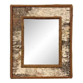 Vintage American Birch Bark Framed Mirror For Sale
