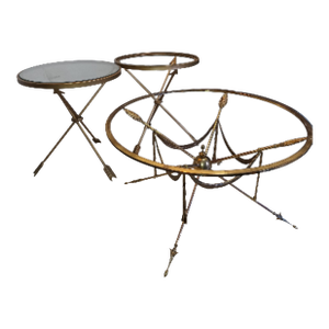 1970s Classical Style Jansen Style Coffee and Two Side Tables - Set of 3