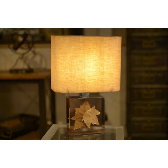 Lamp with Plane Tree Leaf Inclusion by Pierre Giraudon, 1970s For Sale - Image 6 of 11