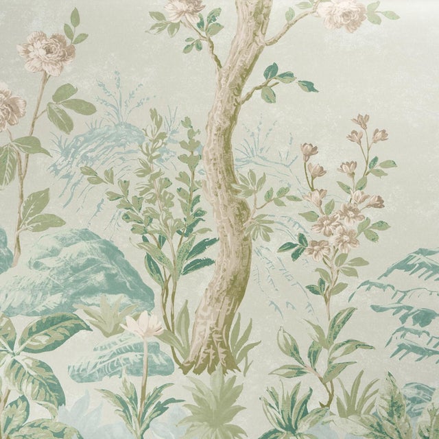 2020s SAMPLE - Schumacher Charlotte's Garden Panel Set In Celadon For Sale - Image 5 of 7