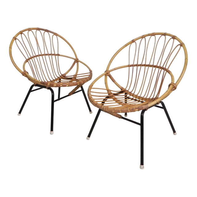 Rattan, Bamboo Childrens Chairs from Rohe Noordwold,e 1950s, Set of 2 For Sale