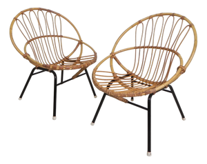 Rattan, Bamboo Childrens Chairs from Rohe Noordwold,e 1950s, Set of 2