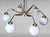 Mid 20th Century Mid 20th Century Stilnovo Style Italian Brass Six-Light Chandelier With Opaline Glass Globes For Sale - Image 5 of 18