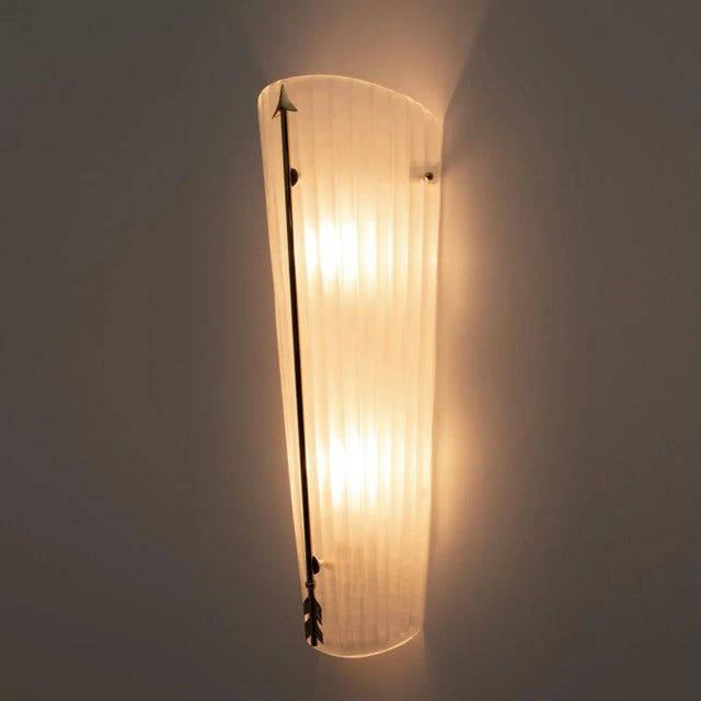 Metal Mid-Century Italian Modern Style Murano Glass and Brass Sconces, 1990, Set of 2 For Sale - Image 7 of 10