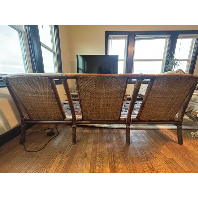 Tan Vintage McGuire Three-Seat Sofa For Sale - Image 8 of 14