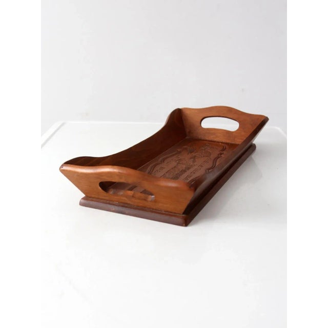 Late 20th Century Vintage Carved Wood Farmhouse Tray For Sale - Image 5 of 11