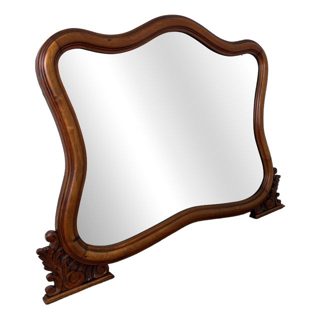 Antique French Walnut Ornate Wall Mirror For Sale