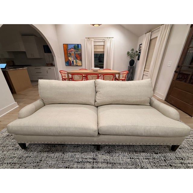 Lee Industries Ivory Herringbone Sofas With Down-Filled Cushions — Pair For Sale - Image 9 of 18
