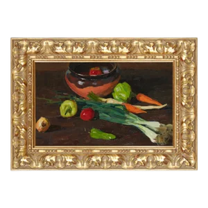 Mid 20th Century Viktor Ivanovich Kalashnikov, Still Life With Radishes and Onions Painting, Framed