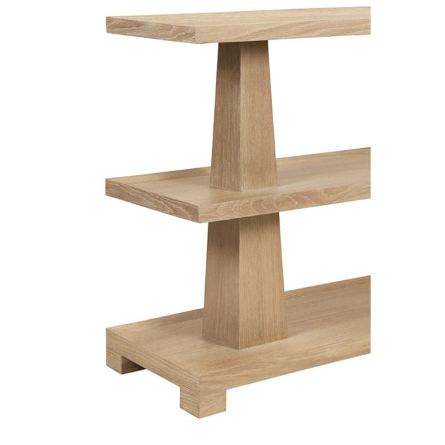 Contemporary Matthew Izzo Home Lowen Cerused Oak Three Tier Column Console Table For Sale - Image 3 of 7