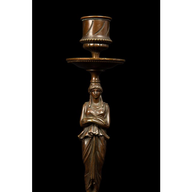 Traditional 19th Century Full Body Greek Revival Caryatid Candlestick - A Pair For Sale - Image 3 of 4