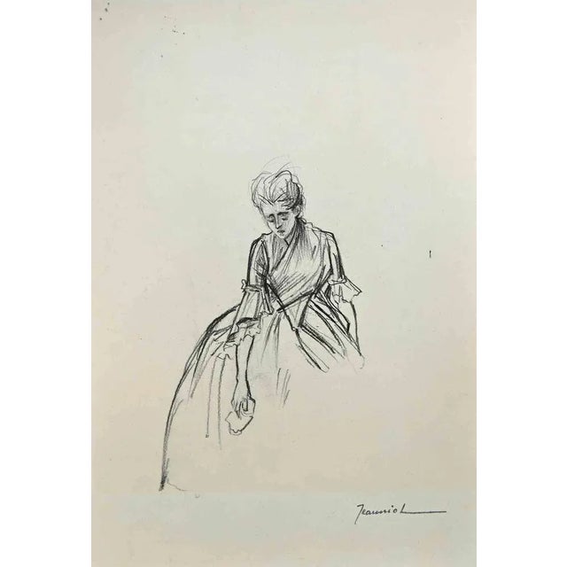 Sorrowful Lady is an original Drawing on paper realized by painter Pierre Georges Jeanniot (1848-1934) in the 1890s....