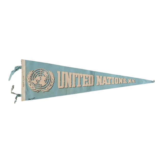 Vintage United Nations New York Felt Flag Pennant For Sale