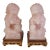 Vintage Pair of Rose Quartz Foo Dogs on Wooden Stand For Sale
