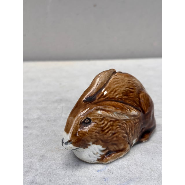French Majolica Rabbit Money Bank Circa 1900 For Sale - Image 4 of 7