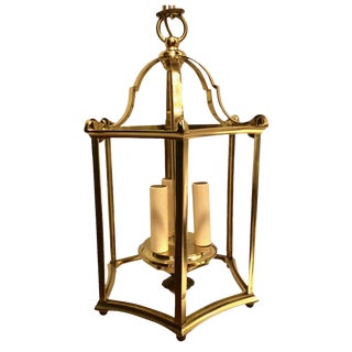 1960s English Traditional Solid Brass Hall Lantern For Sale