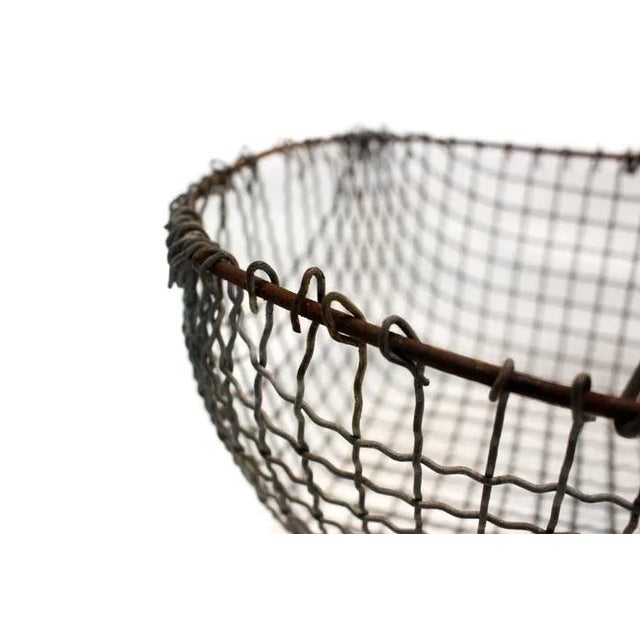 Wood Gathering Basket Oval Wire Basket With Wooden Handle For Sale - Image 7 of 10