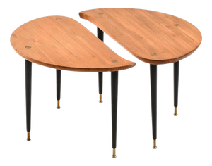 Side Tables in Brass, Lacquer and Pine from Svensk Fur, 1950s, Set of 2