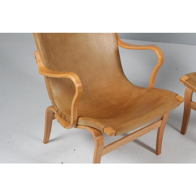 Bruno Mathsson Eva Lounge Chairs in Leather attributed to Bruno Mathsson, 1960s, Set of 2 For Sale - Image 4 of 10