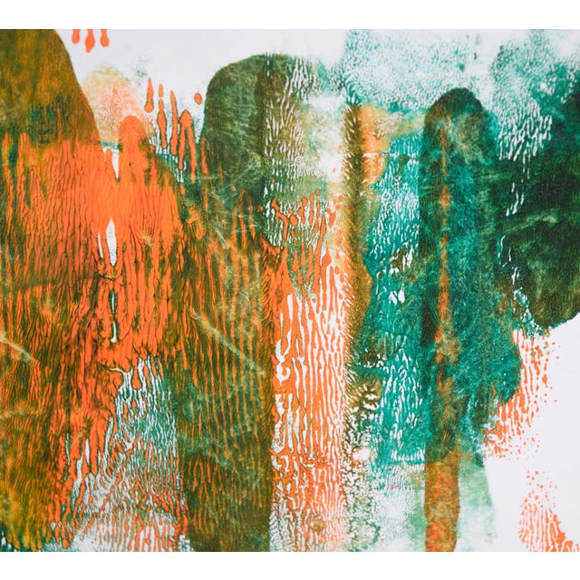 Green and Orange Abstract Composition in Acrylic on Paper by Ricardo De Silva For Sale - Image 4 of 7