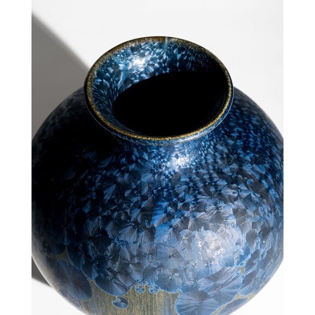 Crystalline Blue Ceramic Vase by Albert Kiessling, Germany, 1996 For Sale - Image 4 of 10