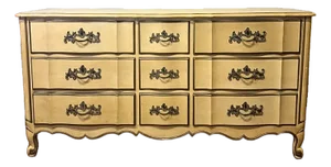 Vintage French Provincial Triple Dresser in Butter Yellow | 9 Drawers