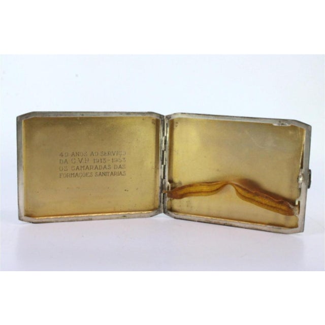 Matte Silver Cigarette Case with Raised Trim For Sale - Image 6 of 8