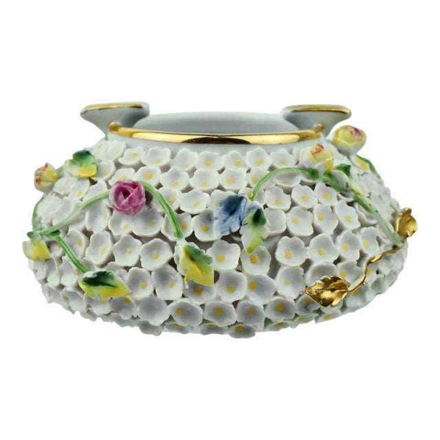 Vintage Kalk Porcelain Ashtray Intricate Floral Design Germany For Sale