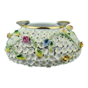 Vintage Kalk Porcelain Ashtray Intricate Floral Design Germany