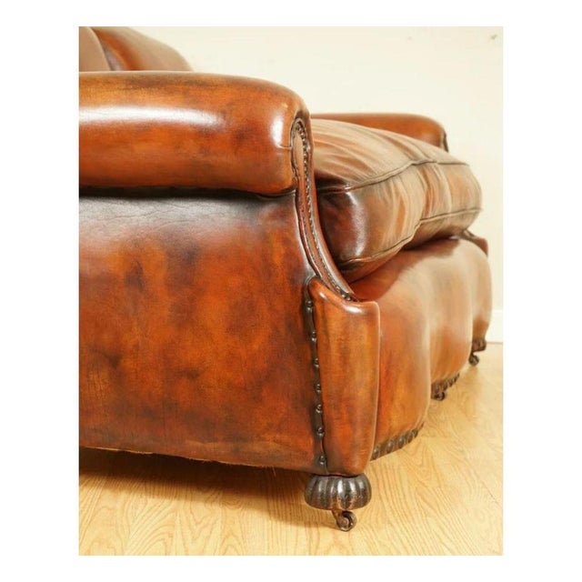 Antique Edwardian Hand Dyed Whisky Brown Sofa, 1890s For Sale - Image 10 of 13