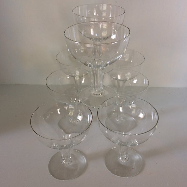 Vintage Italian Half Sphere Hollow Stem Crystal Champagne Glasses Set