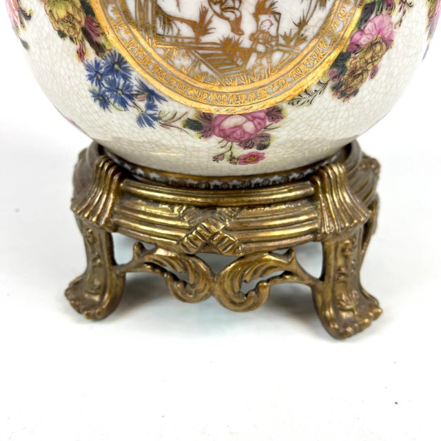 Late 20th Century Covered Porcelain Jar Chinoiserie Theme For Sale In San Francisco - Image 6 of 12